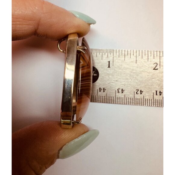 Estate Sterling Silver 925 Large Agate Custom Handmade Pendant, Made in Israel - Picture 6 of 10